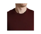 Wool Crew Neck Pullover Sweater in Burgundy