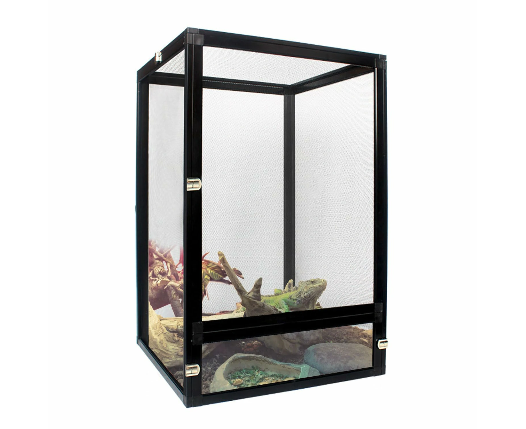 Aluminum Screen Reptile Cage -Versatile Enclosure for Geckos Lizards Frogs Interaction Cage-Easy Assembly,Front Opening Door, Airflow cage ,66x43x43cm