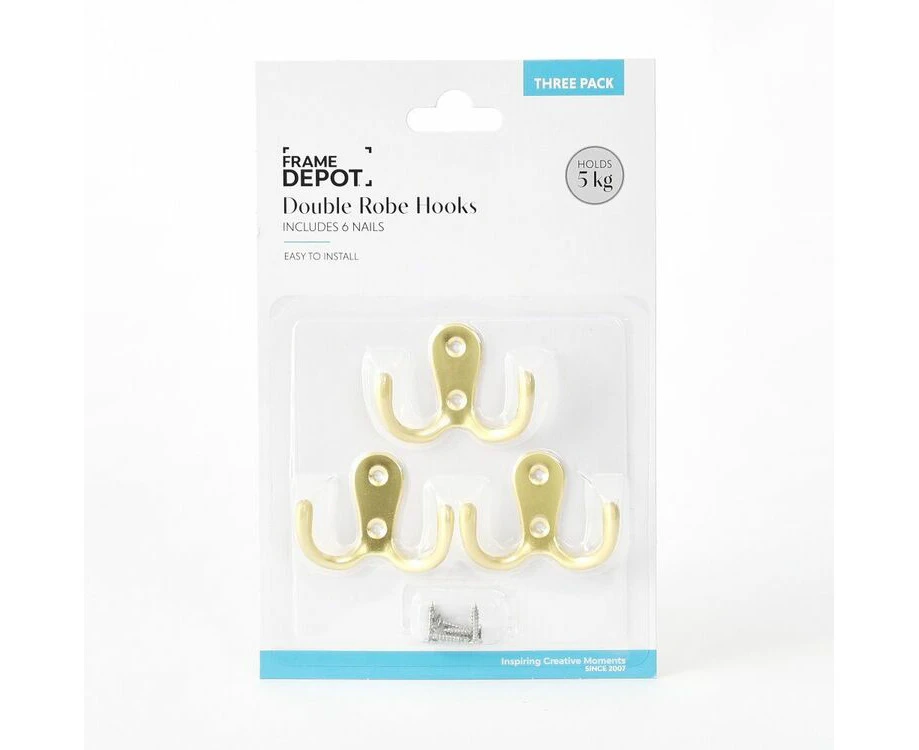 Frame Depot Hook With Screw 3 Pack - Gold