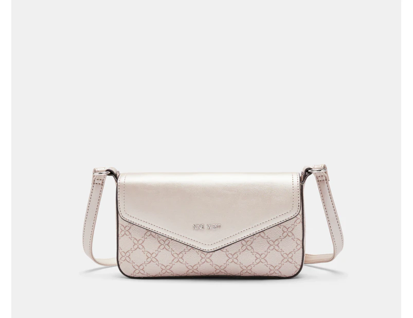 Nine West Bowie Mini Flap Crossbody Bag - Champagne Logo