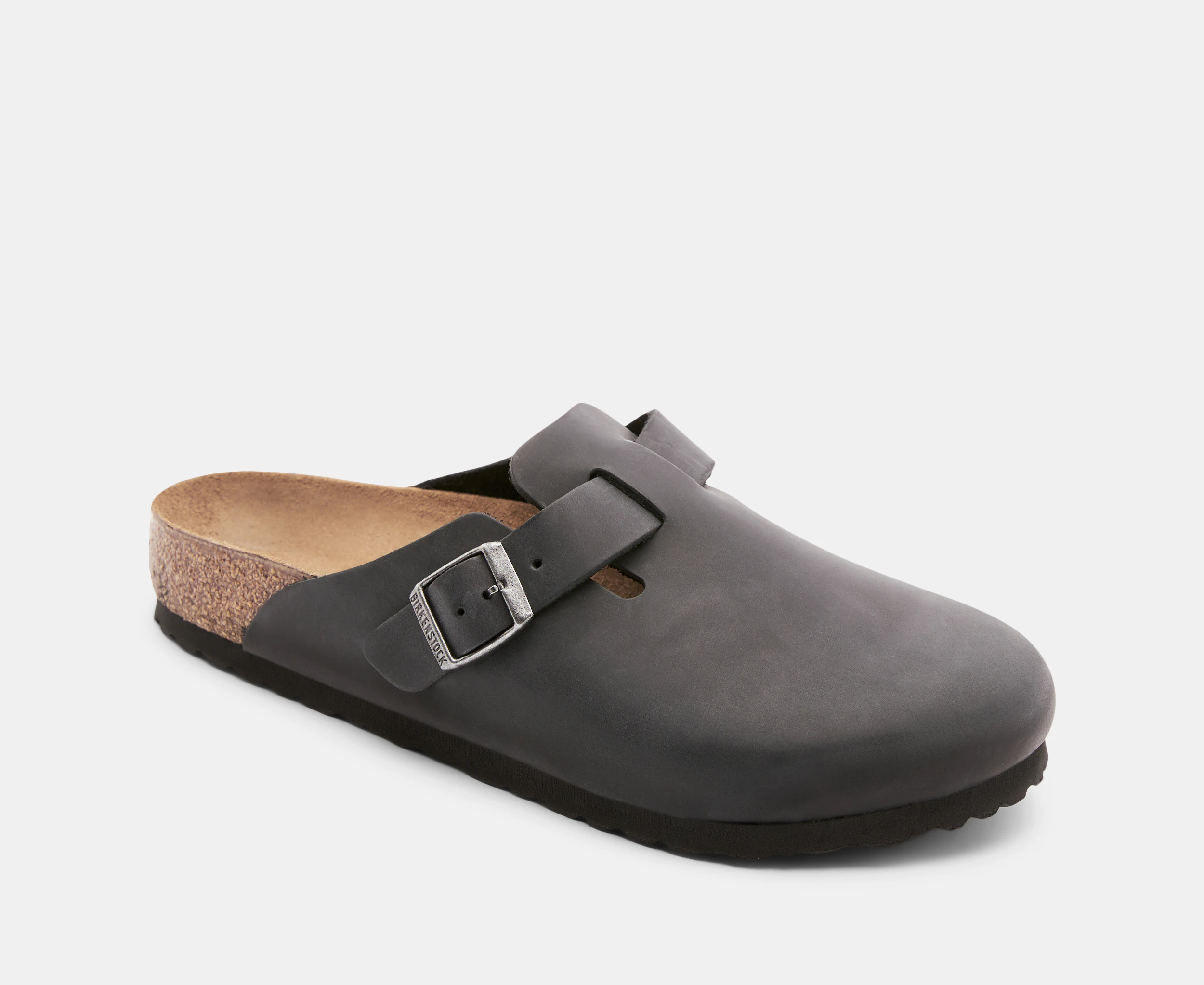 Birkenstock Unisex Boston Oiled Leather Regular Fit Clogs - Black