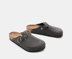 Birkenstock Unisex Boston Oiled Leather Regular Fit Clogs - Black