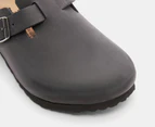 Birkenstock Unisex Boston Oiled Leather Regular Fit Clogs - Black