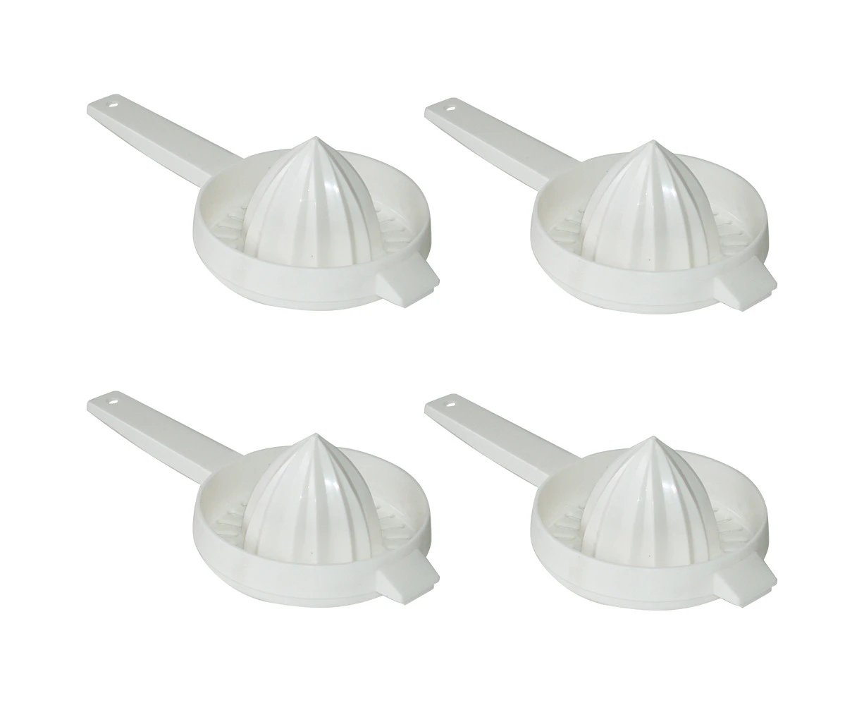 4x Homeleisure Plastic Kitchen/Cooking Handy Juicer Lime/Lemon Squeezer White