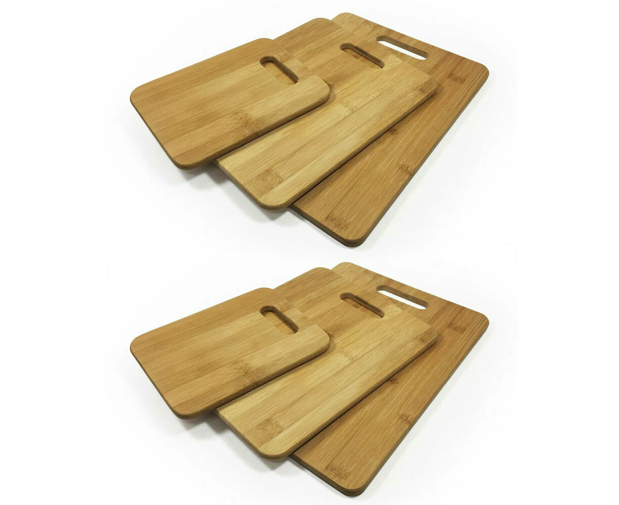 2x 3PK Bamboo Chopping Cutting Boards Kitchen Wooden Serving Board Platter Brown