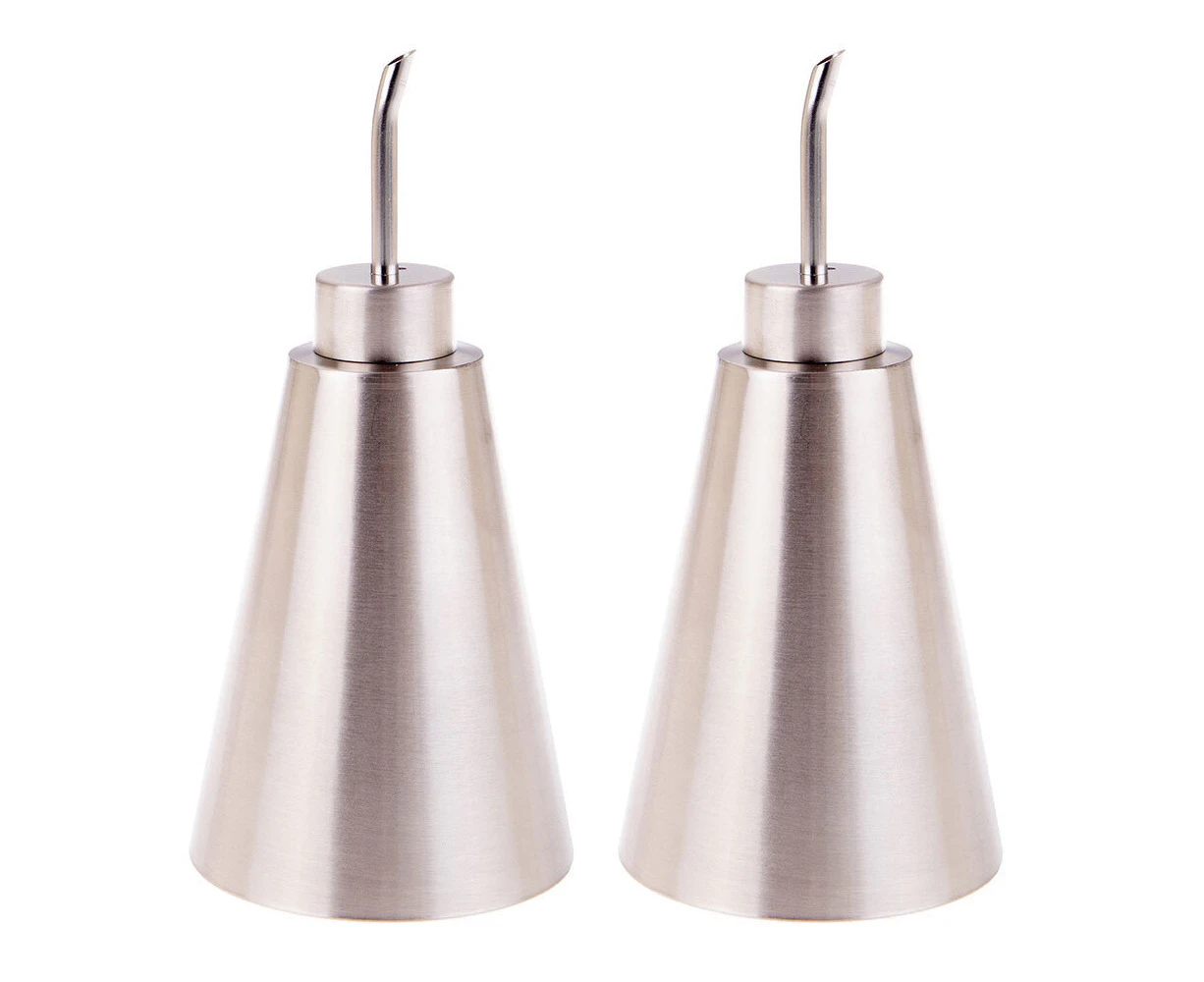 2x Appetito Stainless Steel Conical 250ml Kitchen Oil Can/Bottle Dispenser