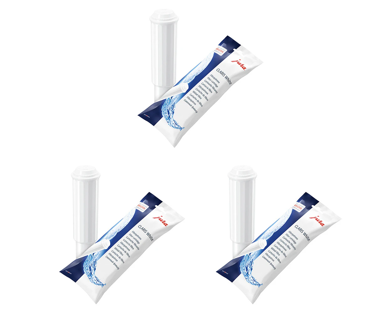 3x Jura Claris White Advanced Cleaning Water Filter Cartridge For Coffee Machine