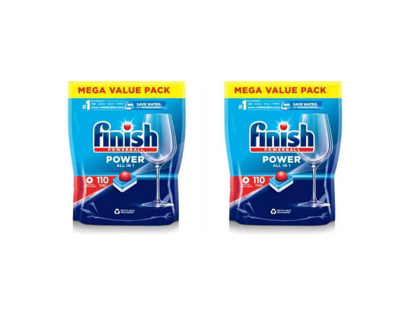 Finish 220 x Powerball All In 1 Power Dishwashing Cleaning Tabs (2 x 110 Pack)