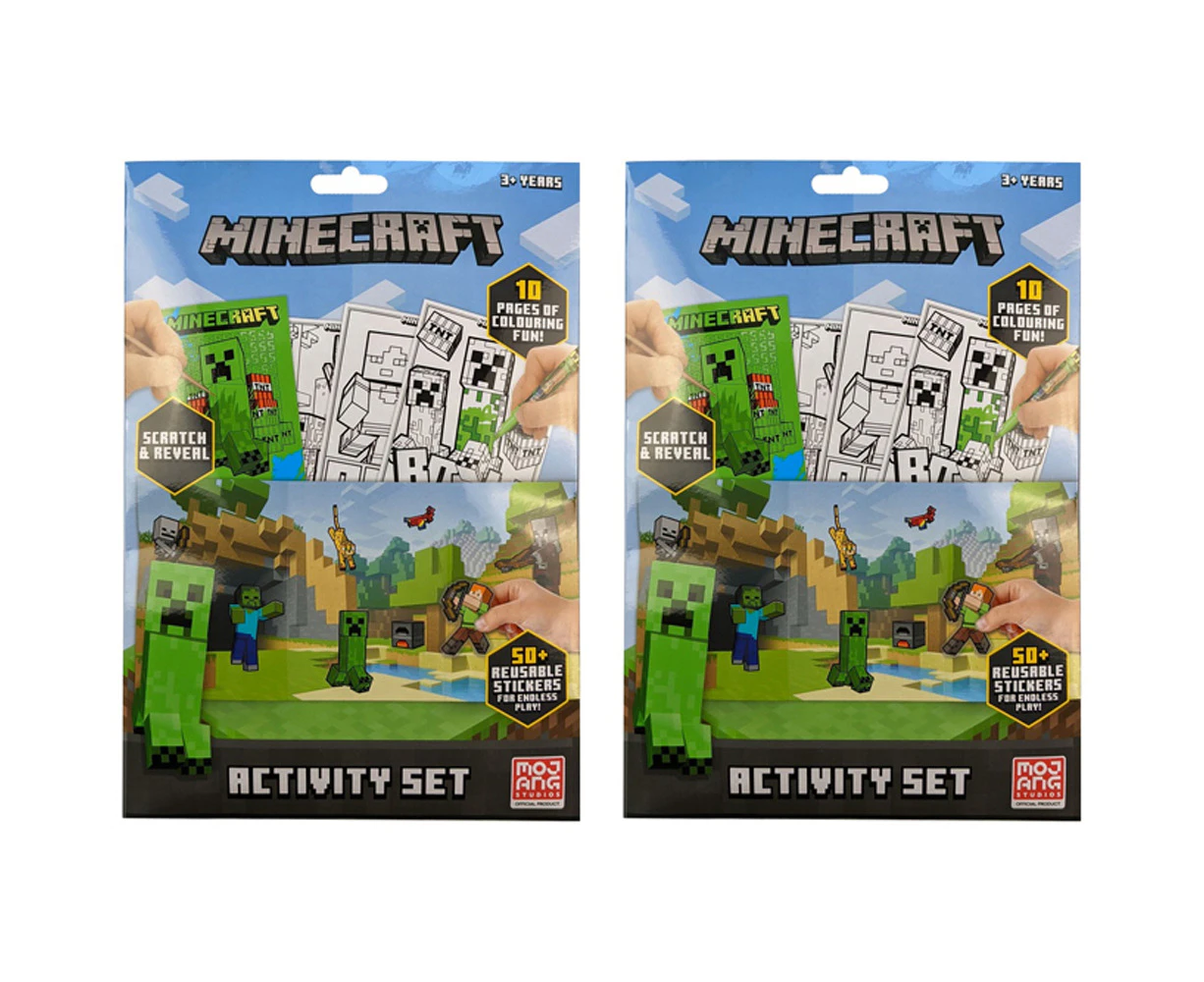 2x Minecraft Scratch & Reveal Activity Set Kids/Children Colouring Art/Craft 3y+