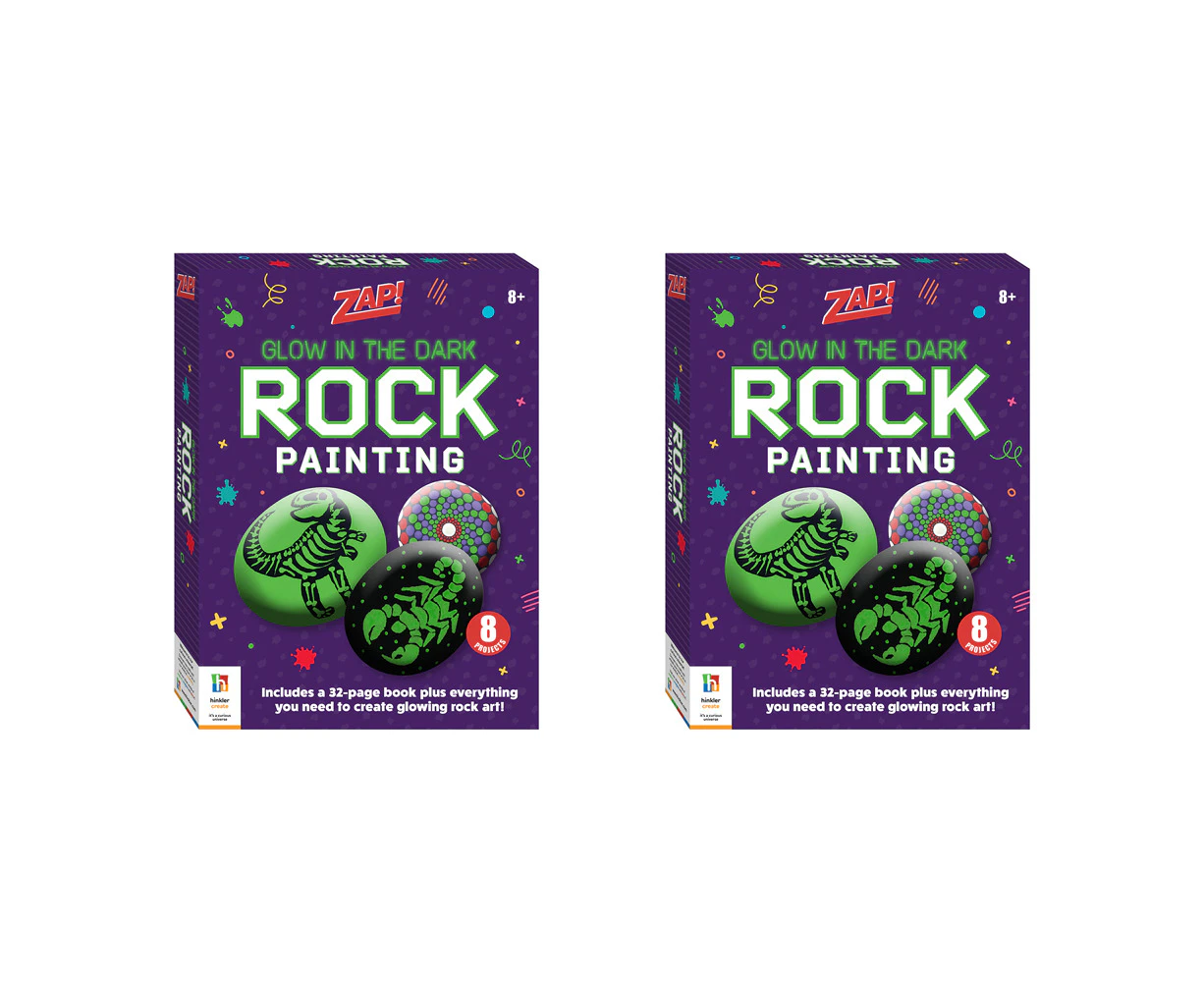 2x Zap! Extra Glow-in-the-Dark Rock Painting Craft Activity Kit Project 8y+