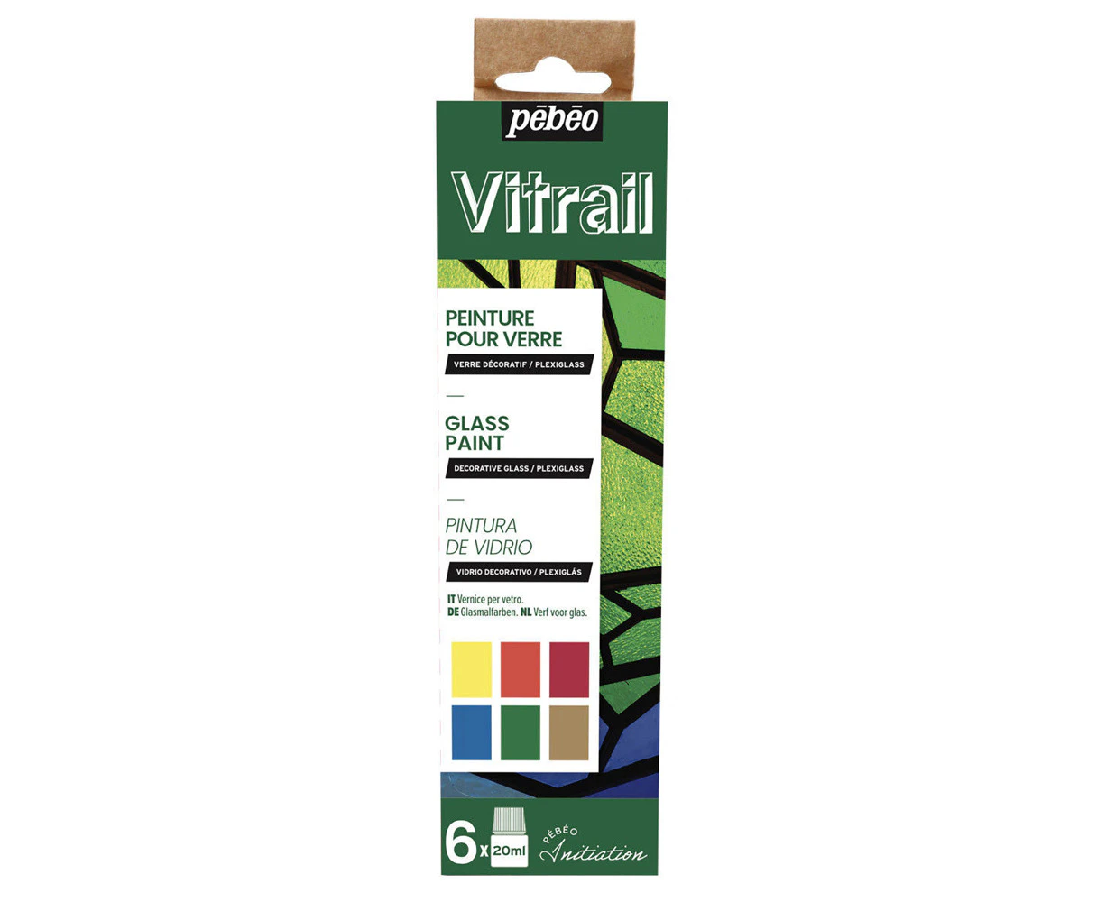 6pc Pebeo Vitrail Glass Paint 20ml Set Creative Art Carft Painting Medium