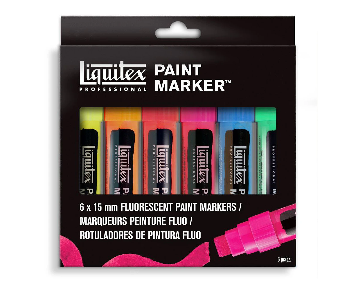 6pc Liquitex Fluorescent Wide Home Arts And Crafts Painting Colour Set