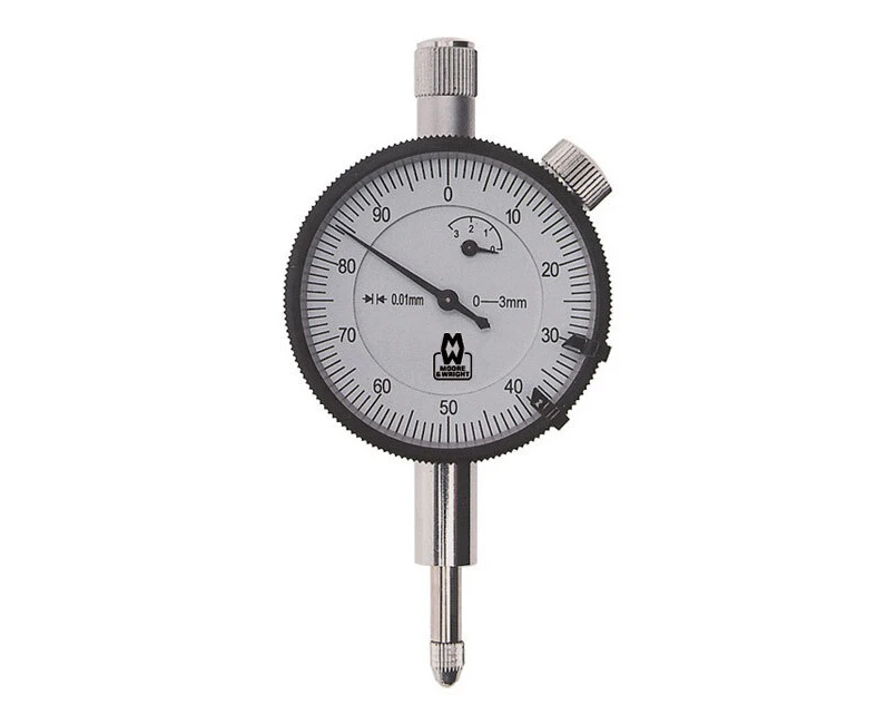 Moore & Wright Chrome Measuring Dial Indicator Analogue 0-3mm Flat/Lug Back SLV