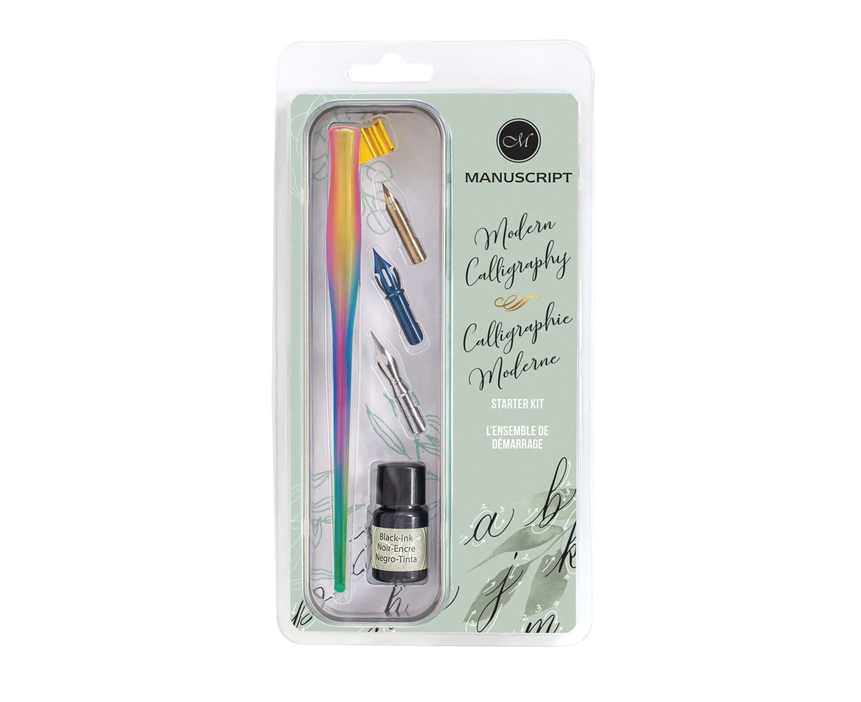 Manuscript Modern Letters Calligraphy Oblique Rainbow Coloured Pen Set