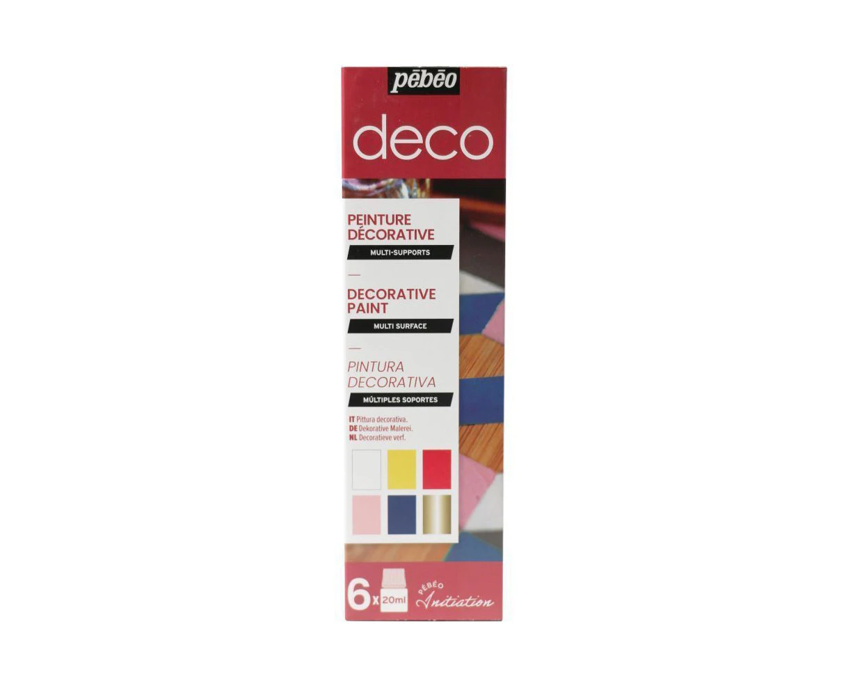 6pc Pebeo Deco Multi-surface Paint 20ml Set Creative Art Painting Craft