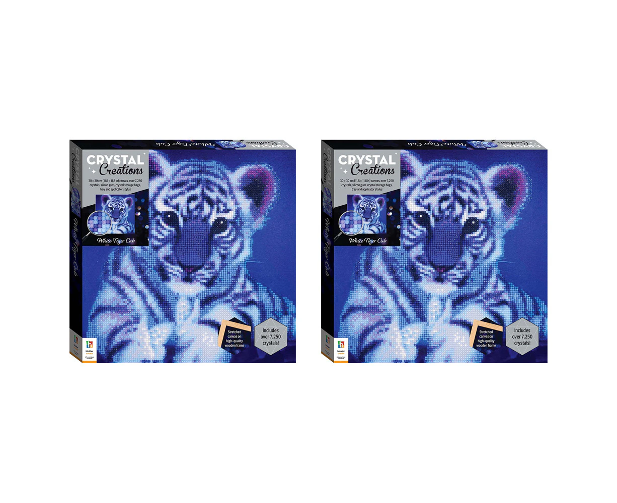 2x Junior Explorers Crystal Creations Canvas White Tiger Cub Art/Craft Painting