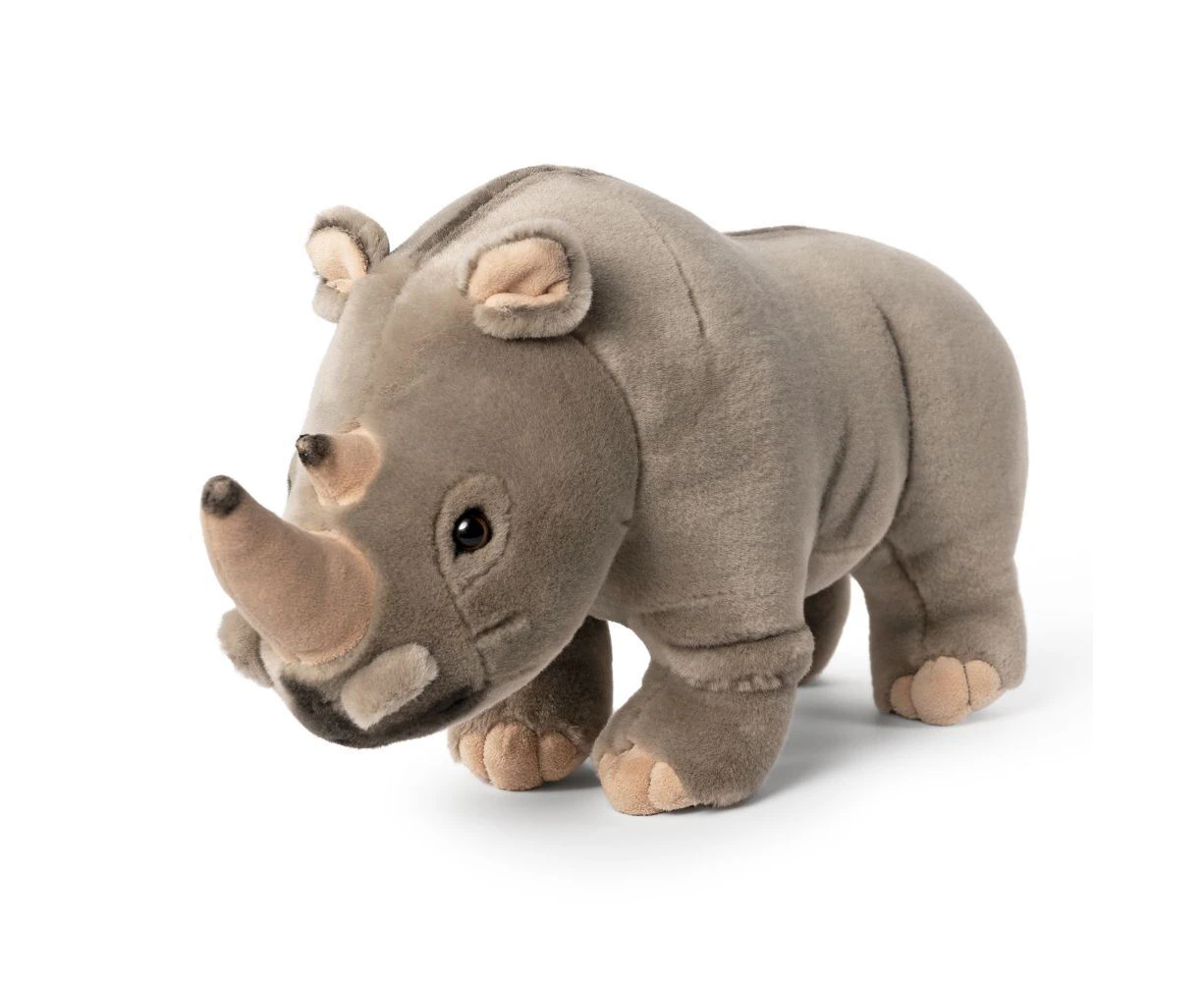 Living Nature 36cm White Rhino Stuffed Animal Plush Kids/Children Soft Toy Grey