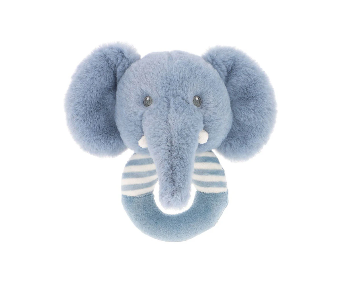 Keeleco Baby 14cm Elephant Ring Rattle Animal Stuffed Plush Kids Toy Blue 0m+