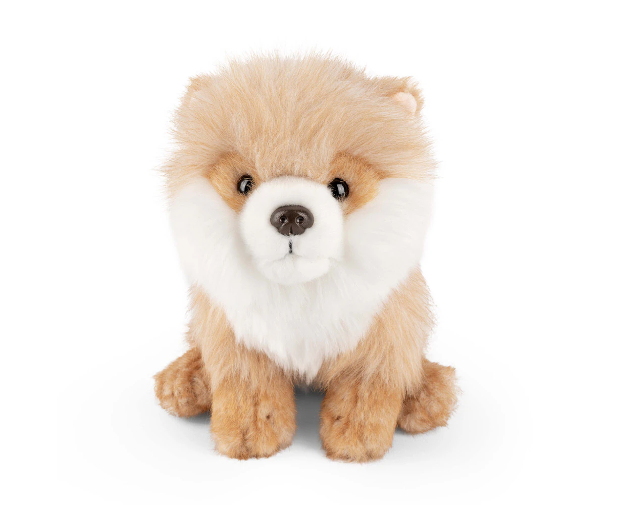 Living Nature 20cm Pomeranian Dog Animal Plush Doll Stuffed Cuddly Toy Kids 0m+