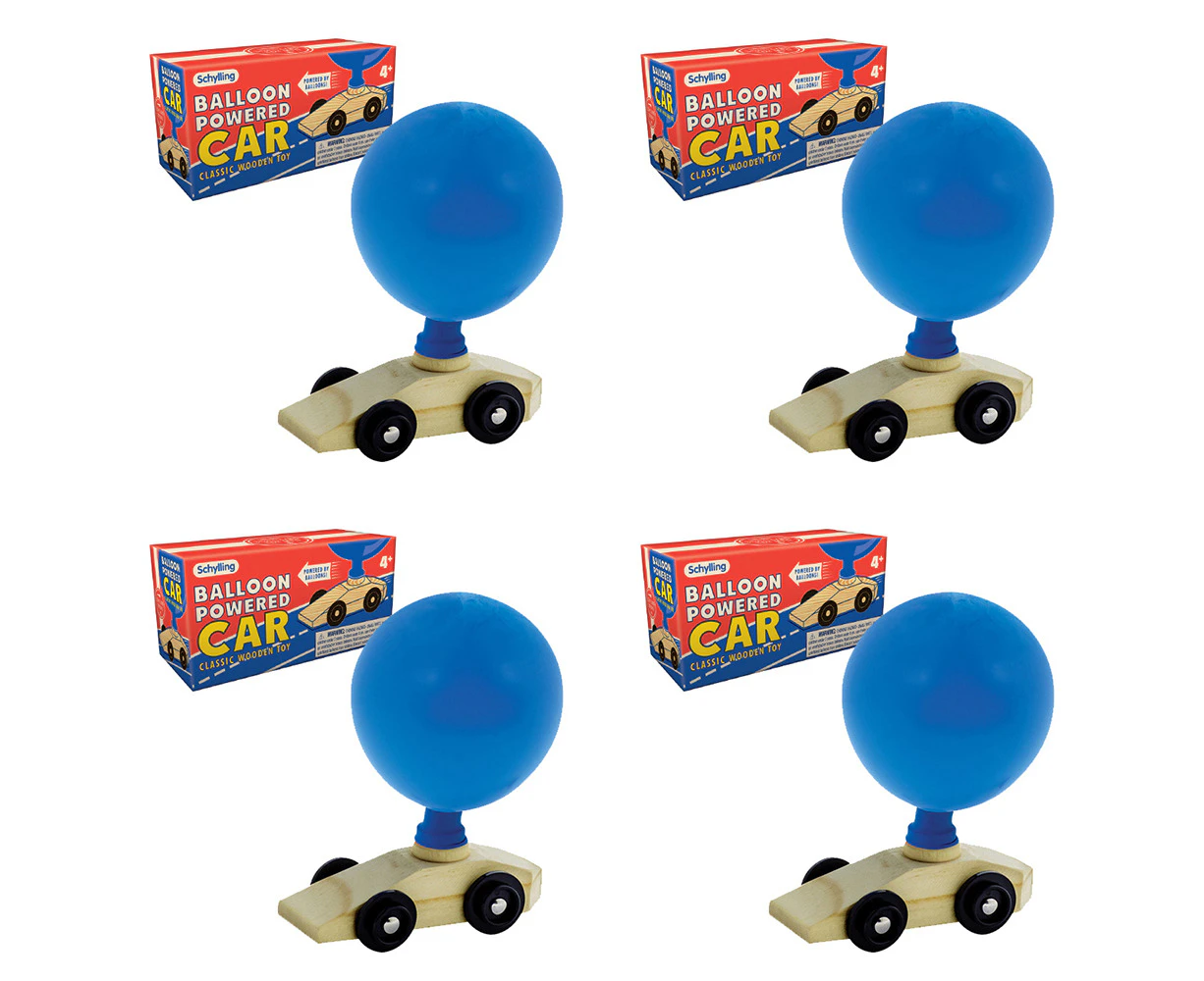 4PK Schylling Kid Balloon Powered Vehicle Car 11.4cm Classic Wooden Play Toy 4y+