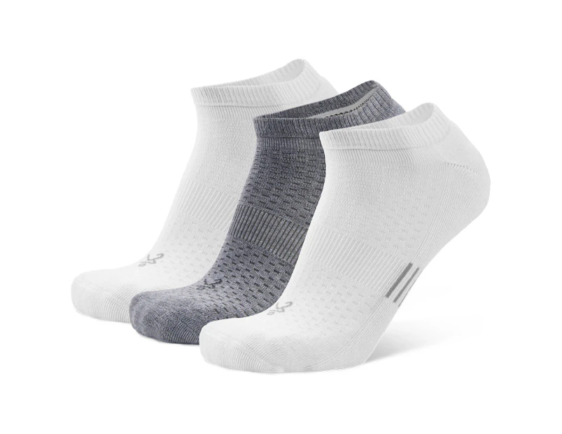 3pc Balega Tempo US M12-14 No Show Socks Running Outdoor/Walking White/Grey