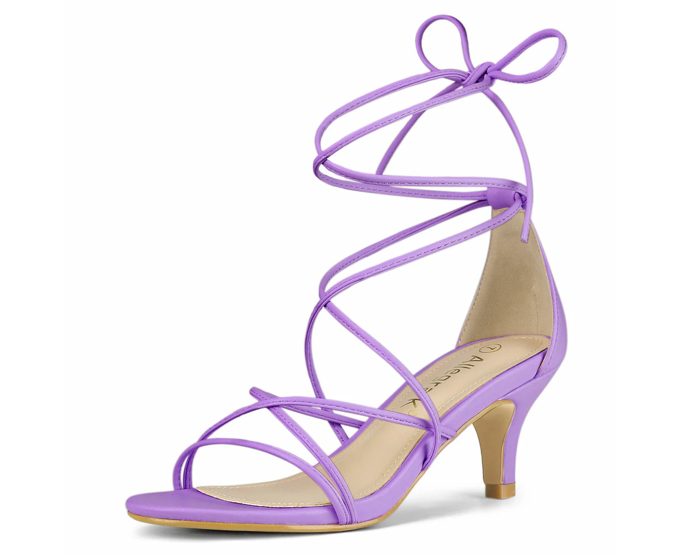 Allegra K Strappy Kitten Heel Lace Up Sandals