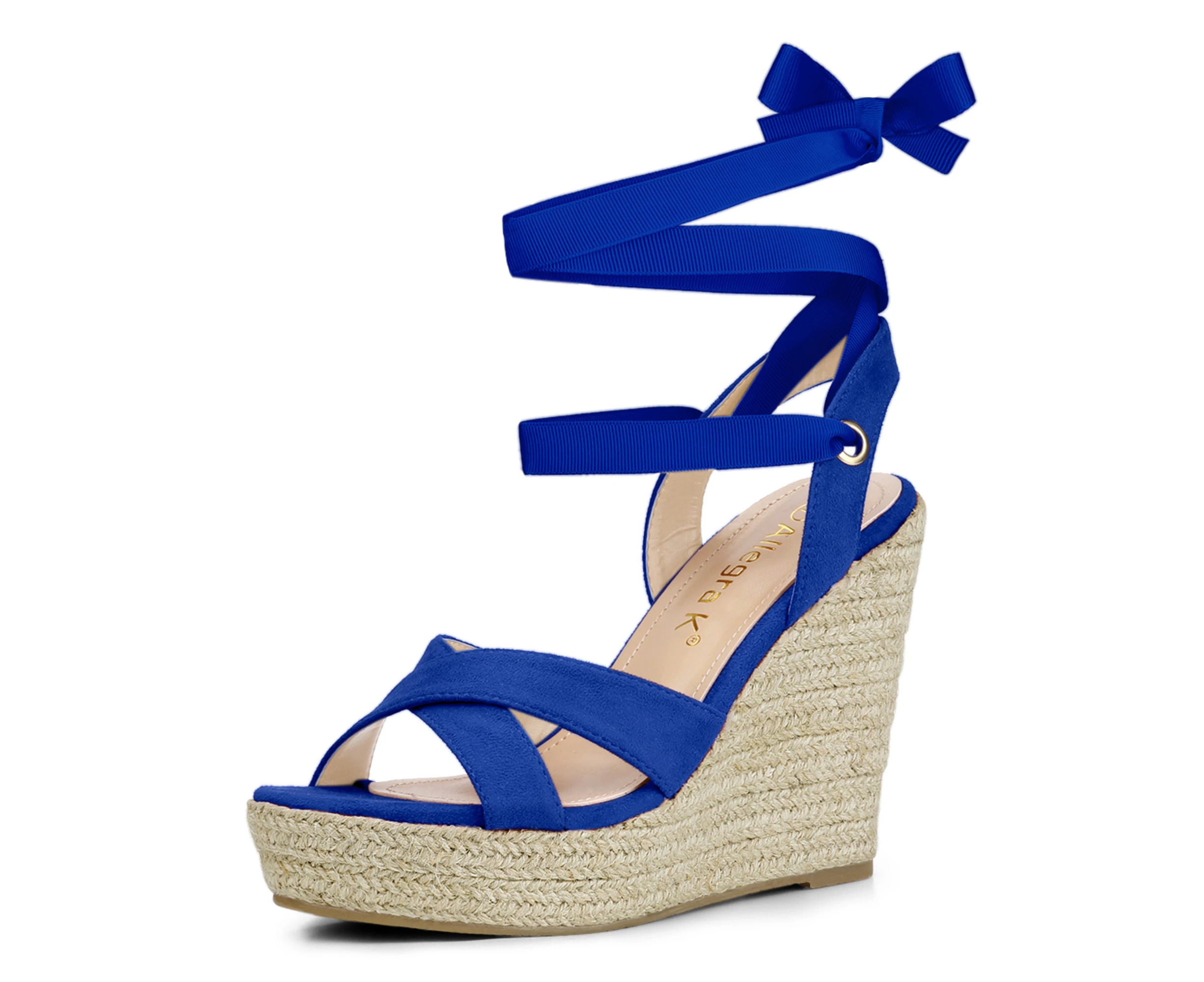 Allegra K Espadrille Platform Lace Up Wedges Sandals