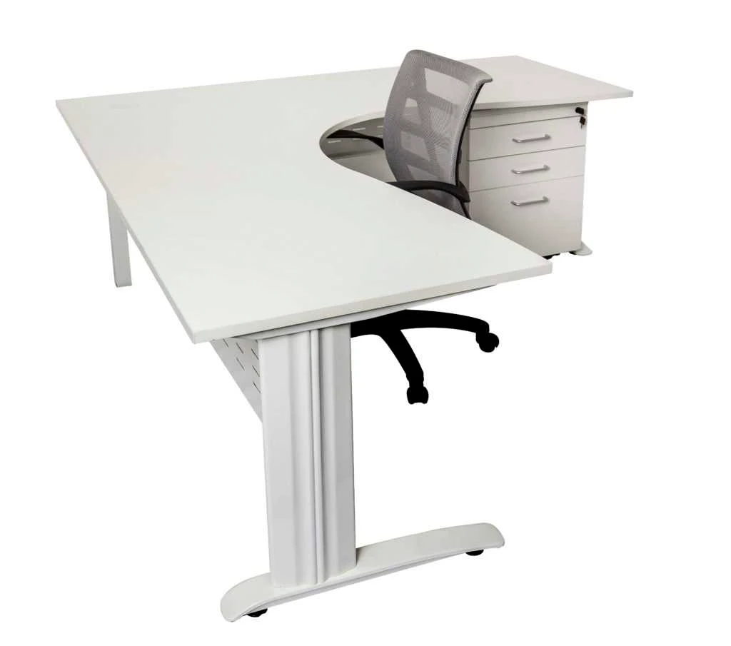 RL Span White Corner Workstations