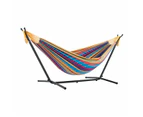 Double Cotton Hammock with Metal Stand Combo (250cm) Tropical