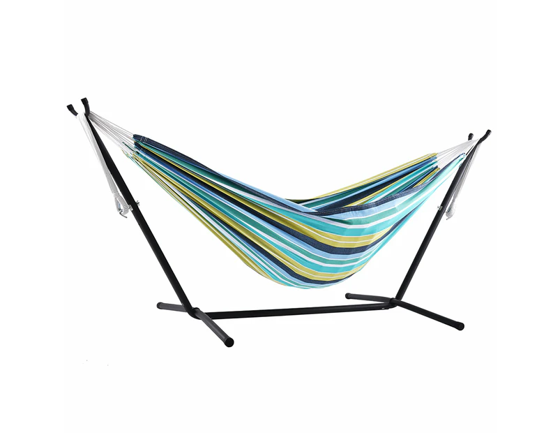 Double Cotton Hammock with Metal Stand Combo (250cm) Cayo Reef