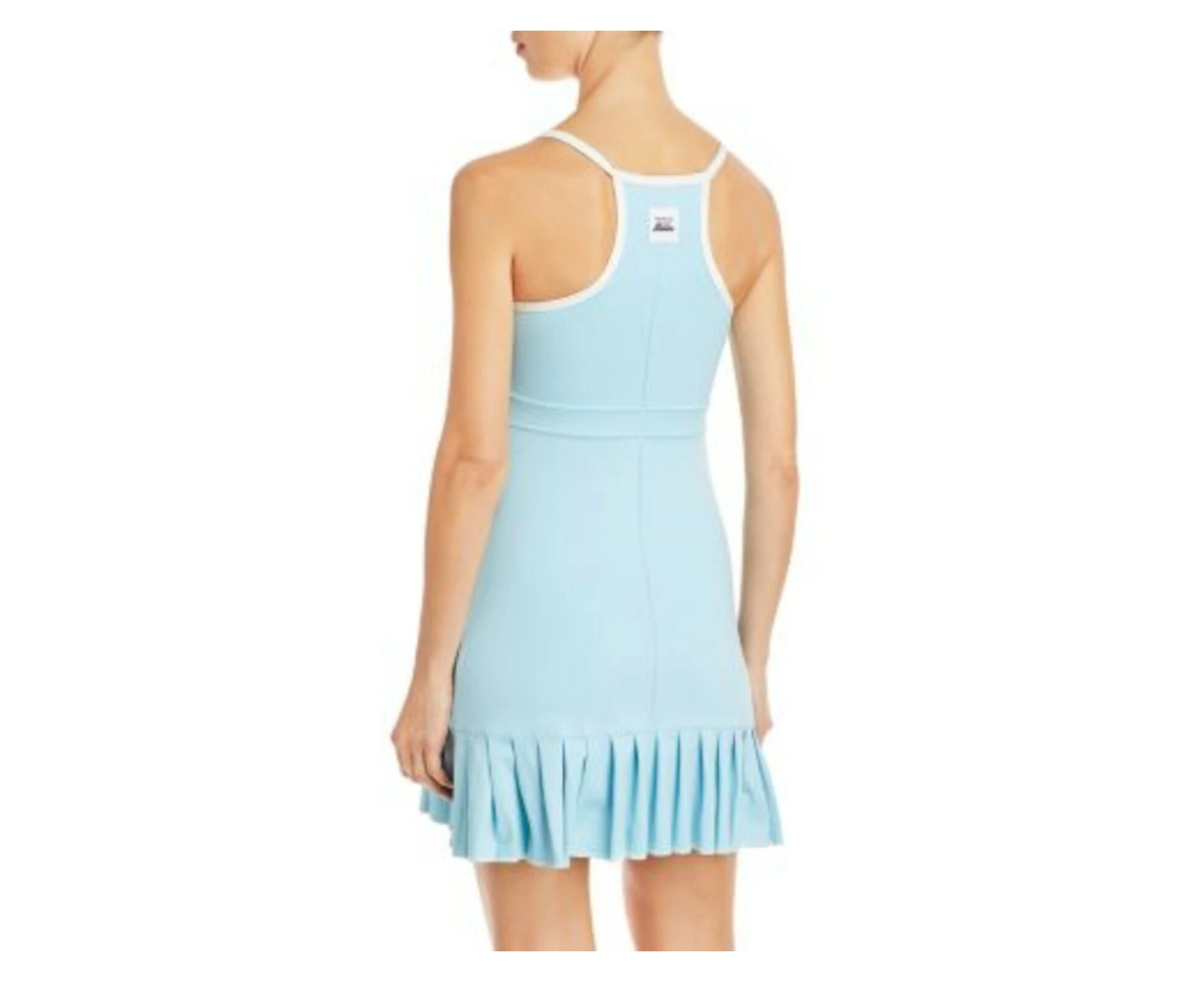 FRANKIES BIKINIS Womens Light Blue Racerback Pleated Hem Sleeveless Scoop Neck Above The Knee Active Wear Sheath Dress L