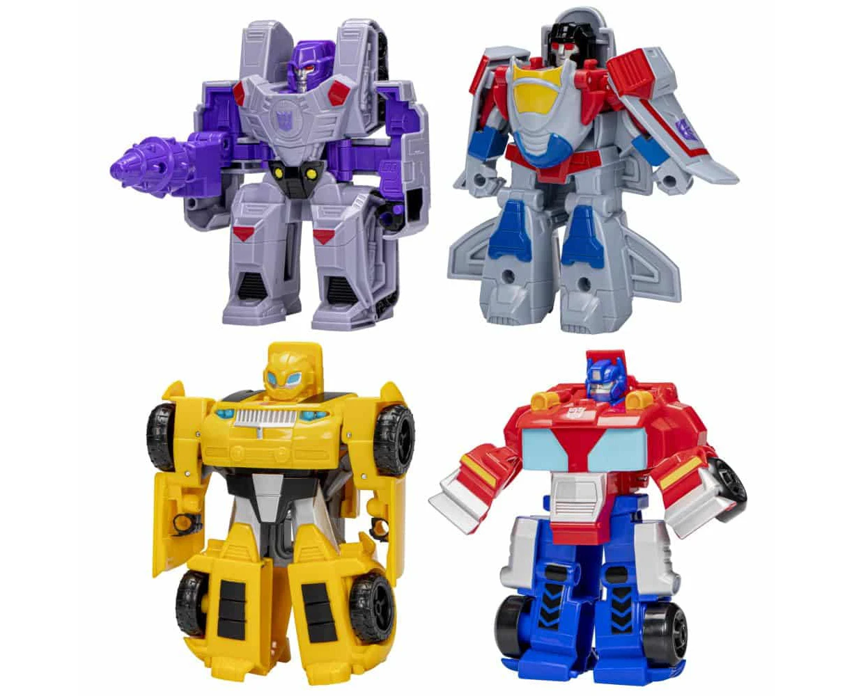 Transformers Toys Heroes Vs Villains 4-pack, Autobot And Decepticon 4.5-inch Action Figures, Preschool Robot Toys For Kids Ages 3 And Up