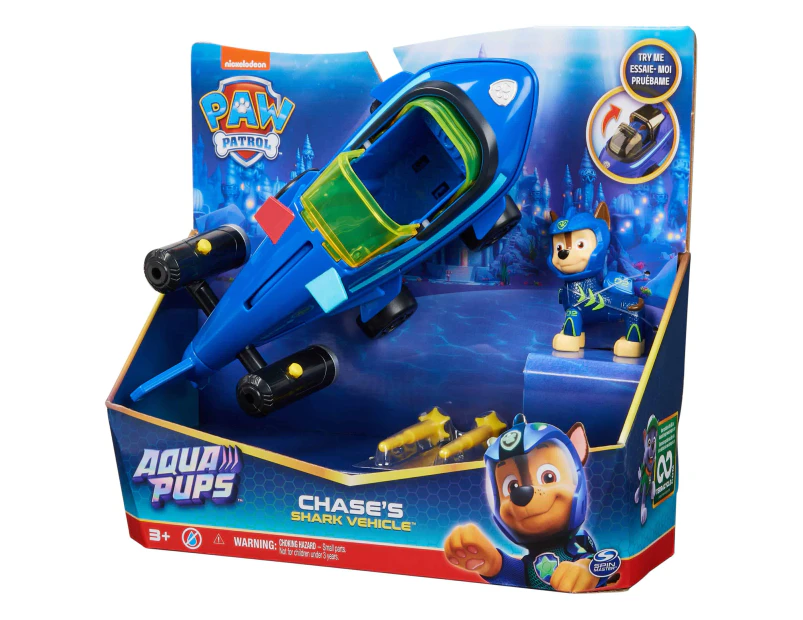 Paw Patrol Aqua Pups, Chase Transforming Shark Vehicle With Collectible Action Figure, Kids Toys For Ages 3 And Up