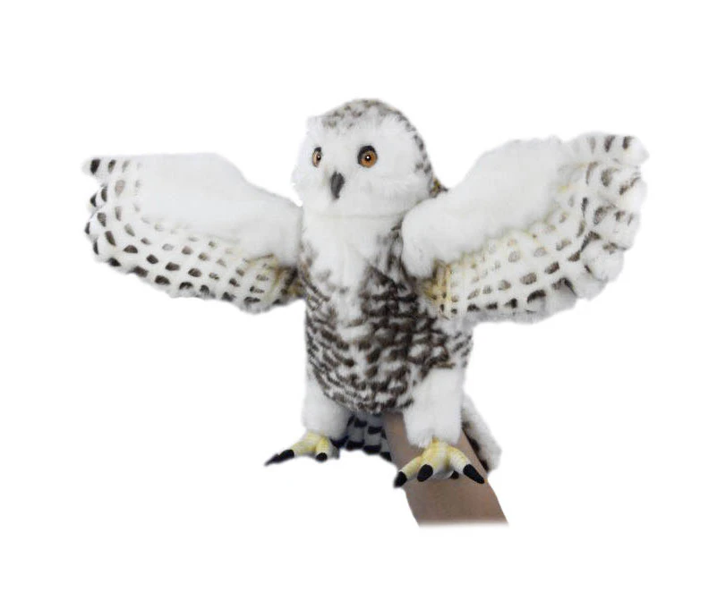 Hansa - Snowy Owl Puppet - Realistic Bird Animal Stuffed Plush Toy - 31cm