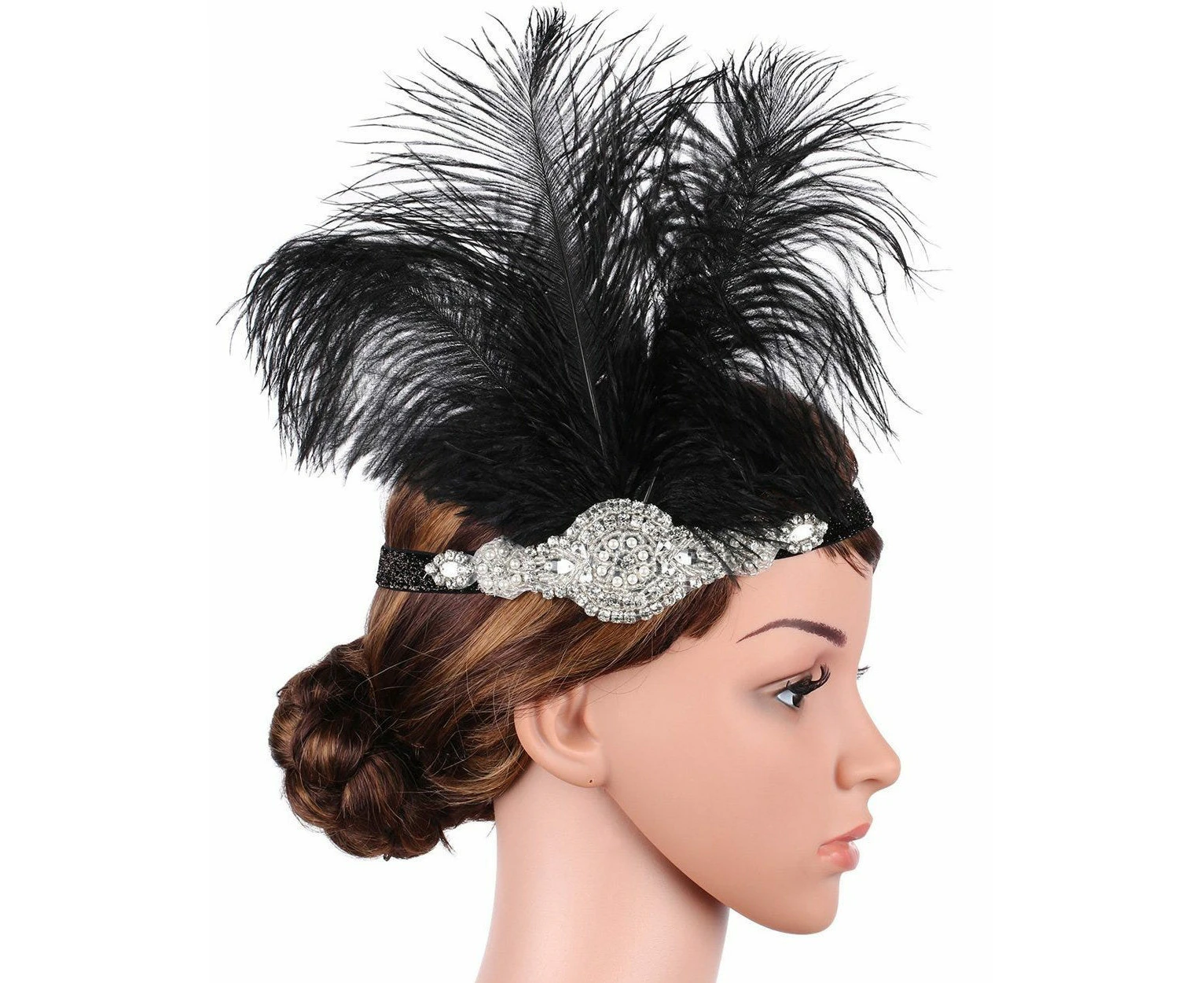 Gatsby Black Beads Flapper Headpiece