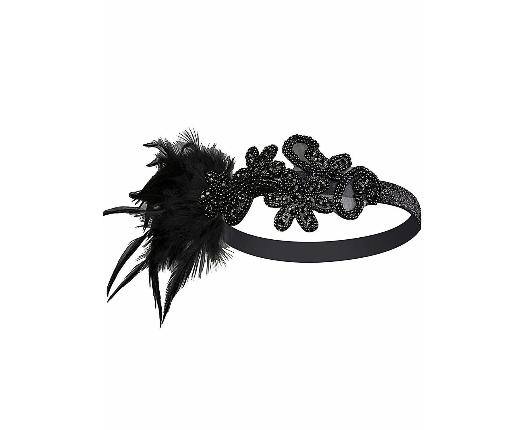 Black Gatsby Flapper Headpiece Feathers