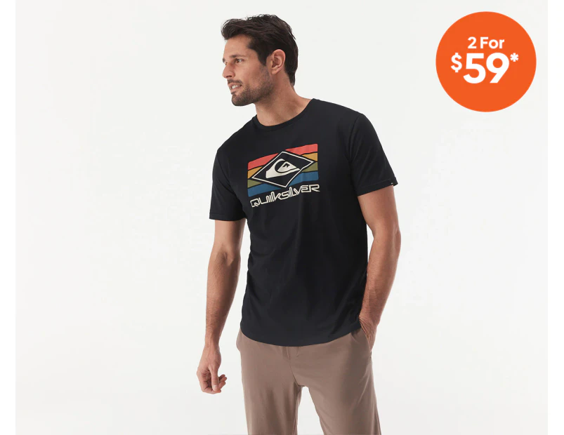 Quiksilver Men's Rainbow Short Sleeve Tee / T-Shirt / Tshirt - Black