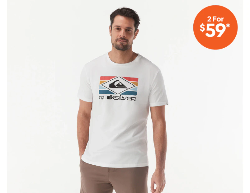 Quiksilver Men's Rainbow Short Sleeve Tee / T-Shirt / Tshirt - White