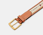 Tommy Hilfiger Men's Ribbon Inlay Anchor Logo Belt - Tan/Khaki