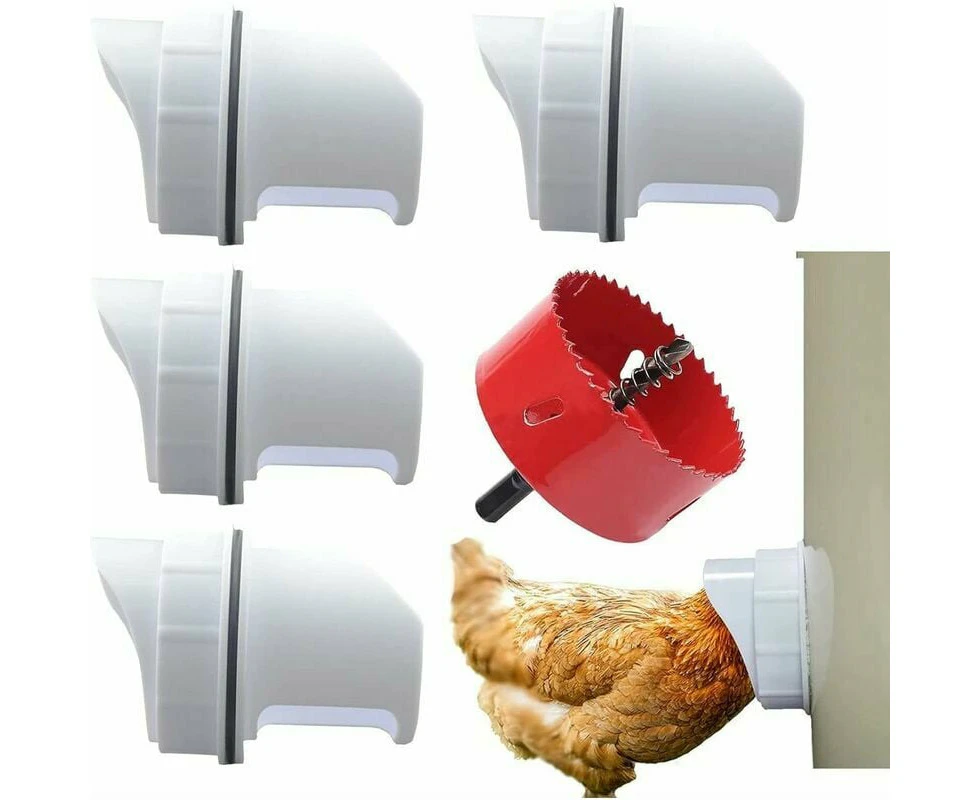 Rewera 4 Nipples Chicken Feeder And Automatic Hole Saw Poultry Food Dispenser Rainproof Plastic Chicken Coop Accessory