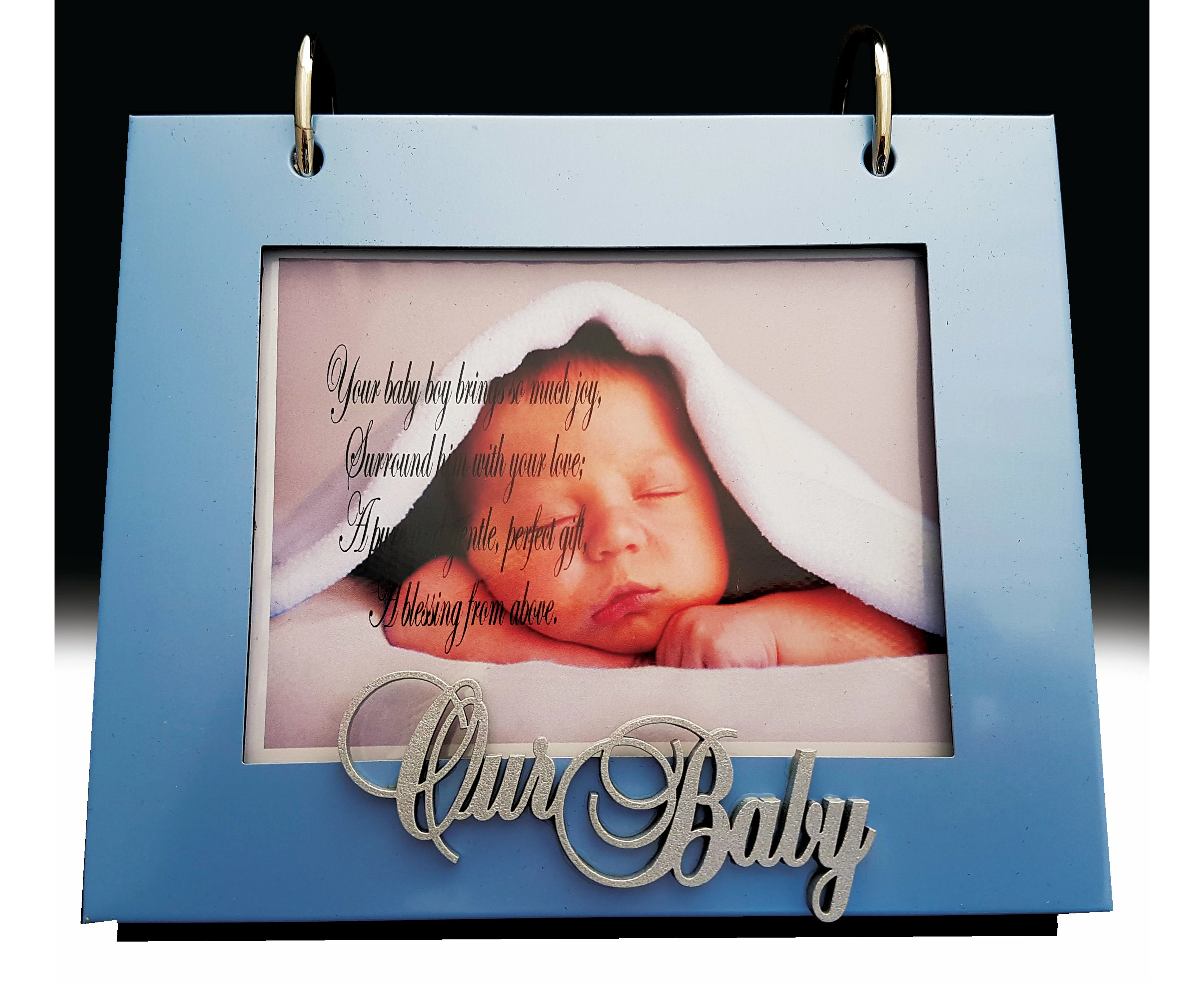 Blue Our Baby Boy Flip Photo Album in Gift Box