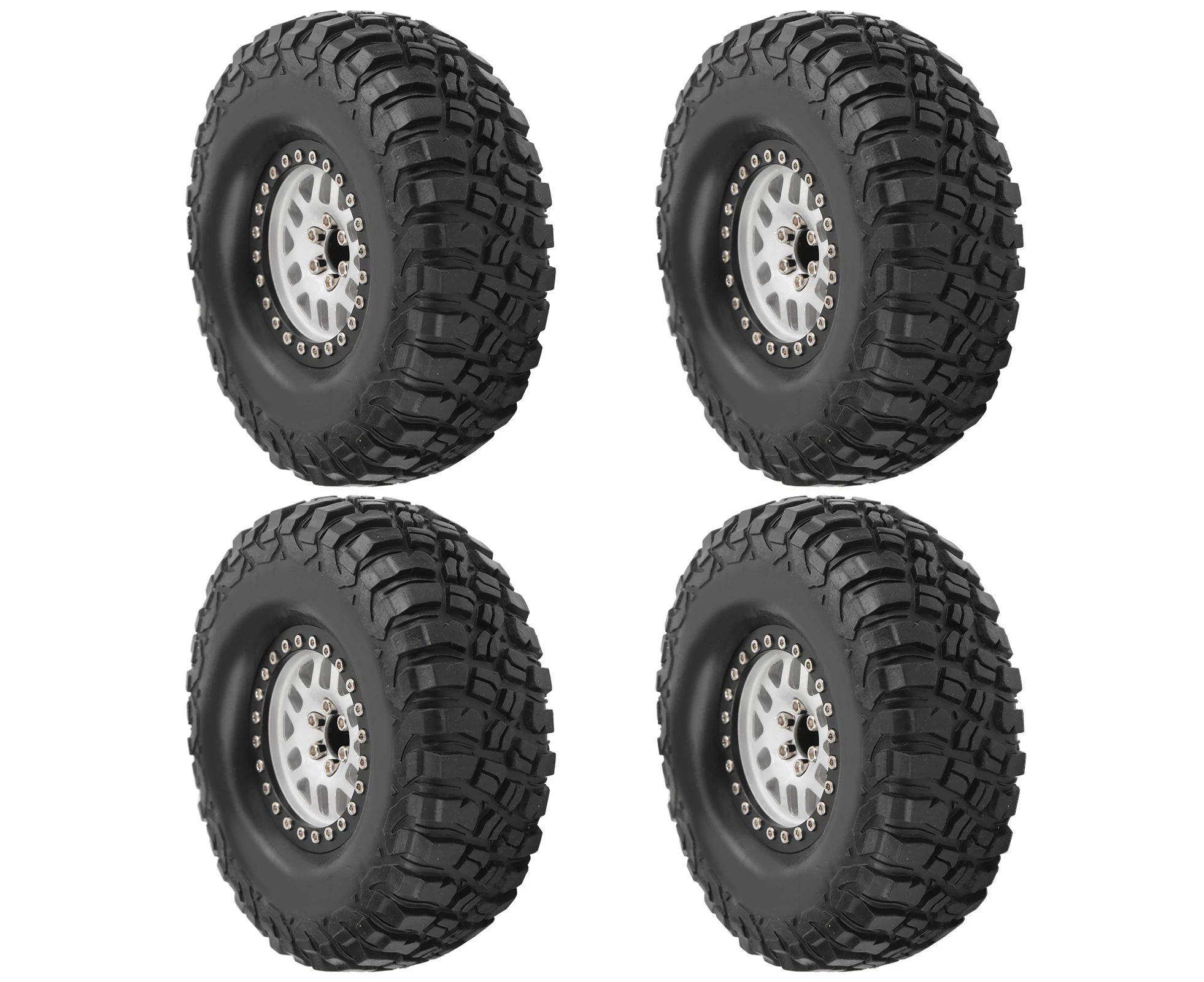 4Pcs Rubber Rocks Tyres Wheel Tires 1:10 Rc Crawler Car For Hsp/Tamiya/Axial Scx10 D90Black