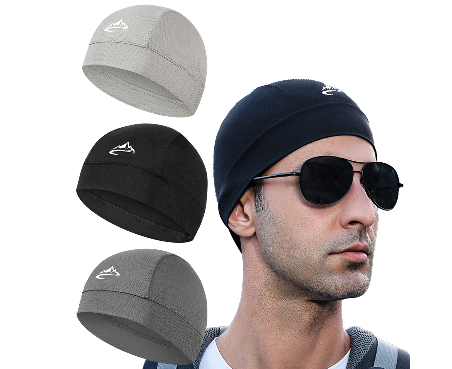 3 Pack Cooling Skull Cap Helmet Liner Sweat Wicking Cycling Running Hat For Men Women,Combination 2