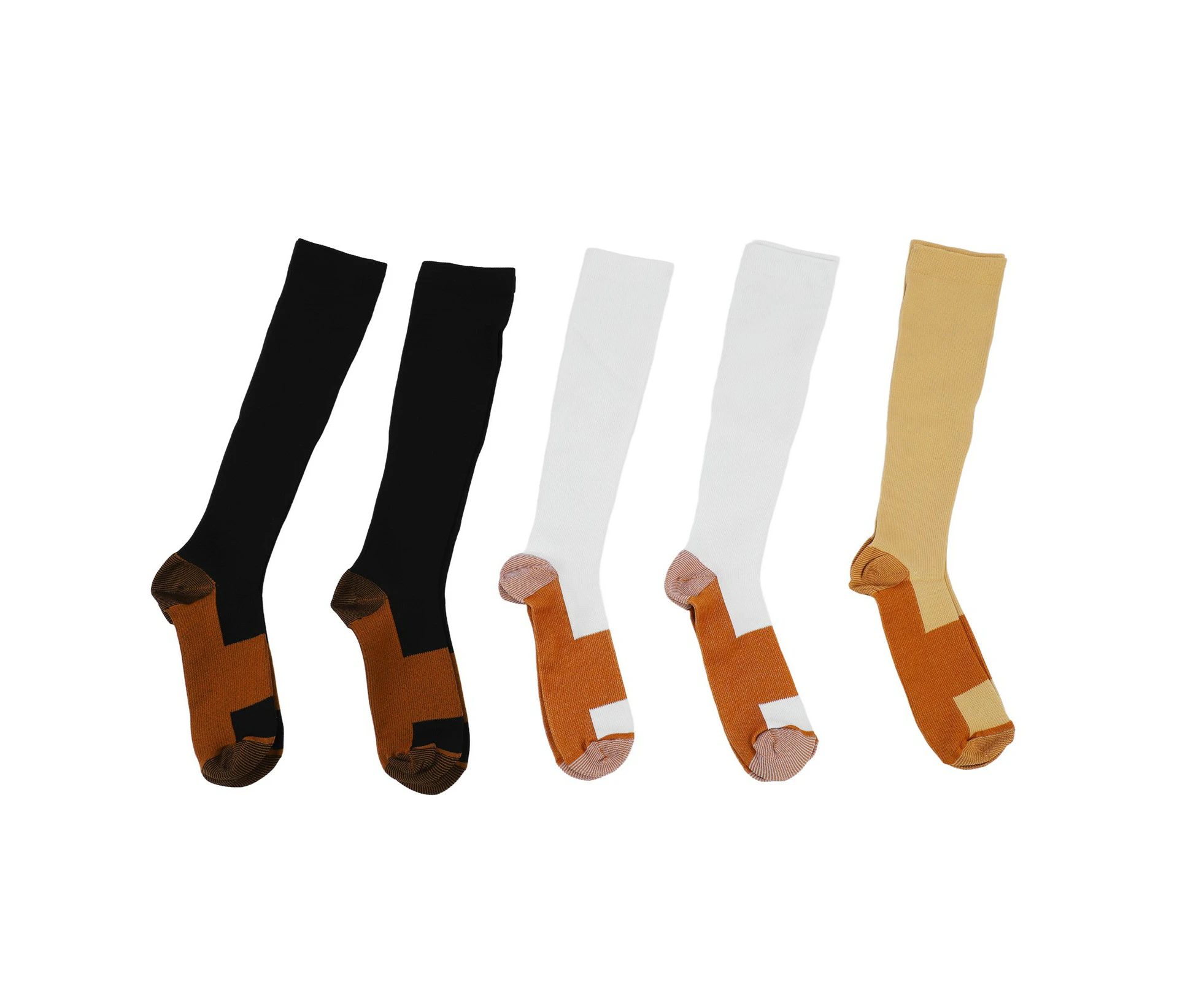 5 Pair Over The Calf Tube Socks Sports Knee High Compression Socks Men Women Long Tube Compression Stockings