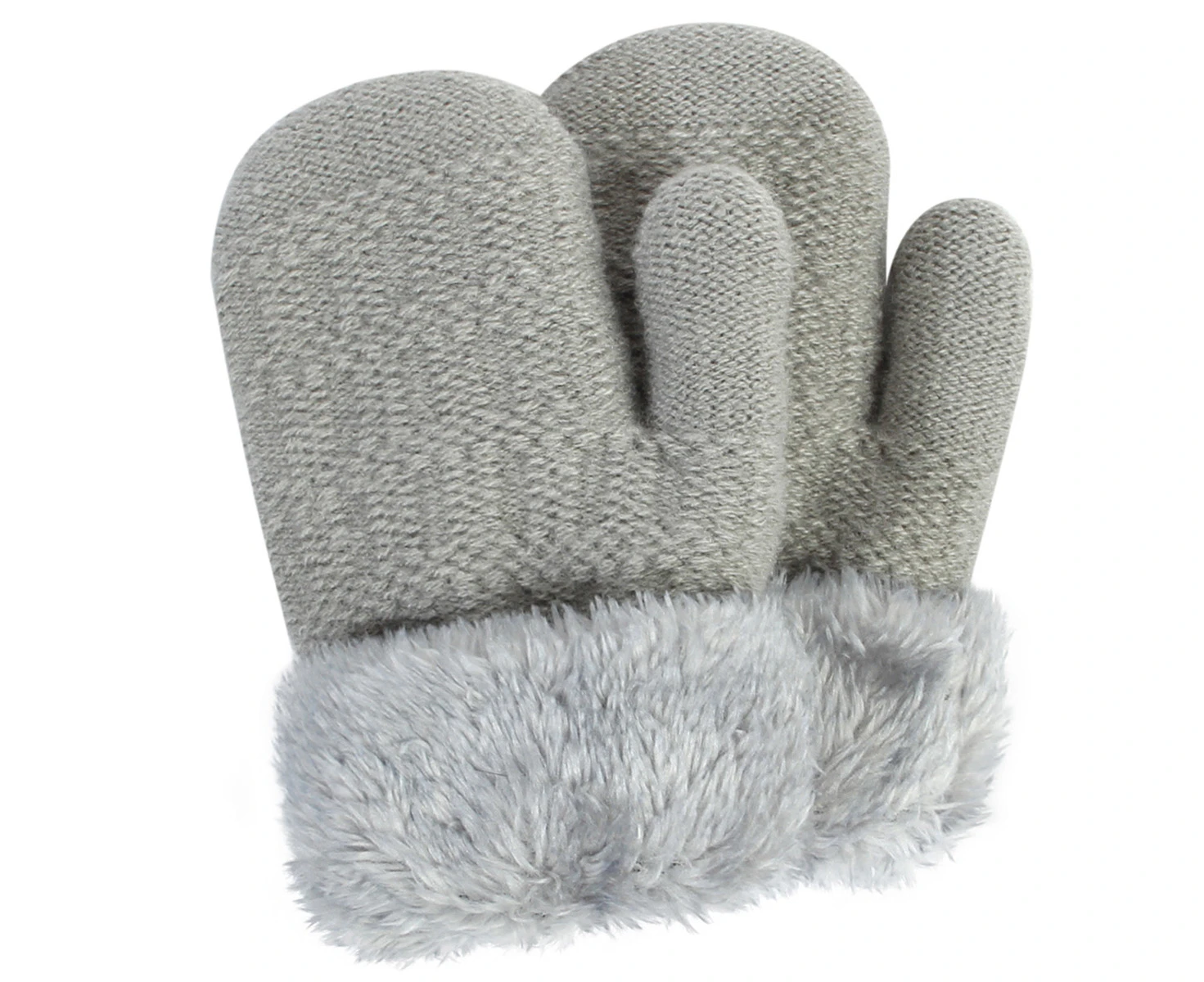 Toddler Infant Winter Mittens Lined With Fleece Easy-On Baby Boy Girls Warm Gloves Outdoor,Light Gray