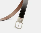 Tommy Hilfiger Men's Reversible Contrast Stitching Leather Belt - Black/Brown