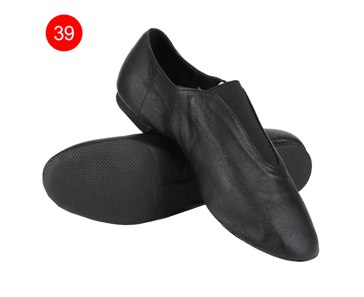 1 Pair Pu Leather Black Jazz Social Dance Shoes Adult Girls Women Dancing Shoe(39)