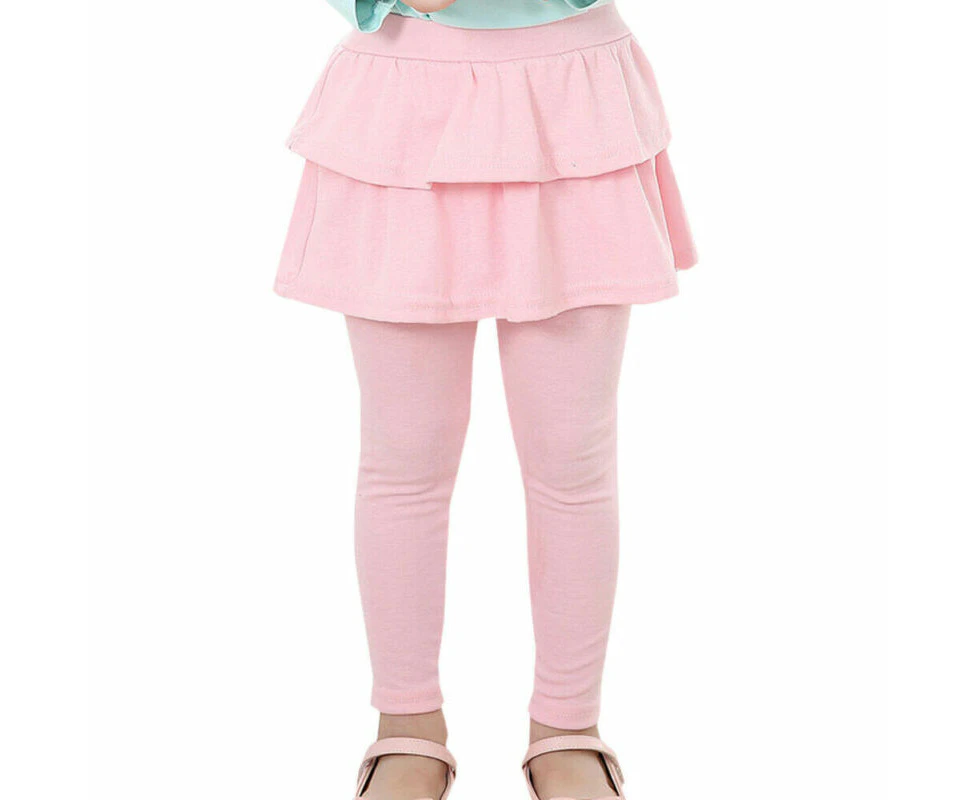 Children Girls Tiered Skorts Tutu Ruffle Skirt Footless Leggings Pants Trousers