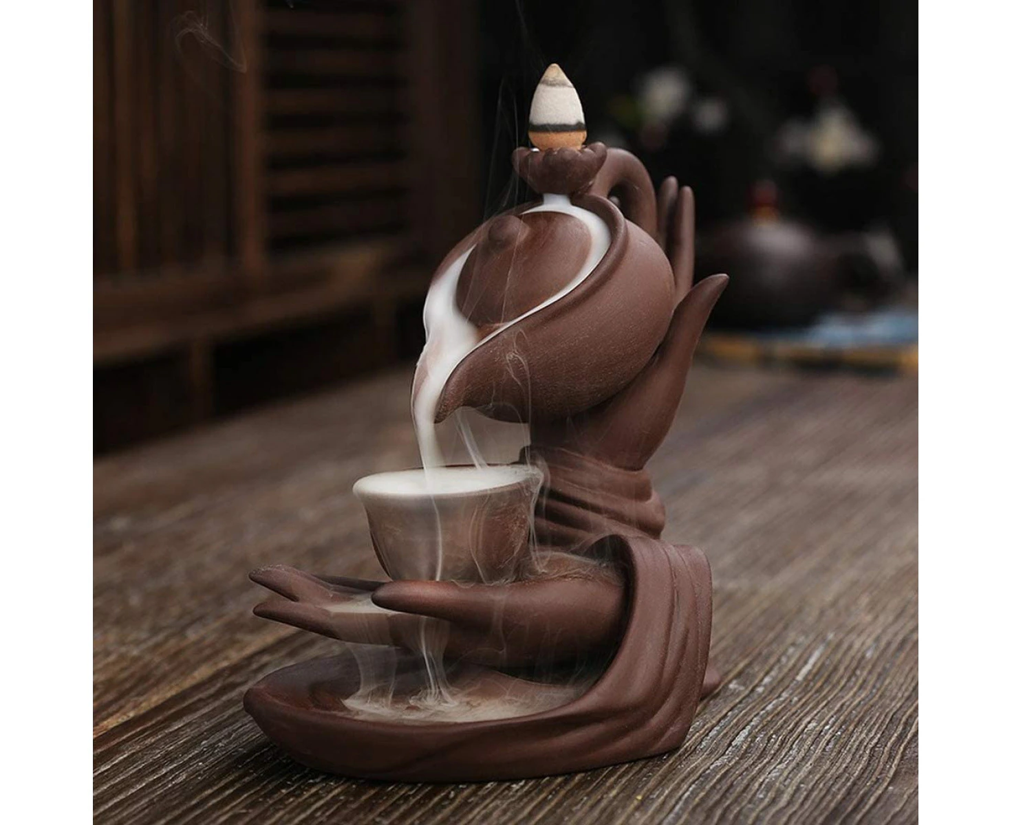 Wekity Bergamot Series Backflow Incense Burner Indoor Smoke Waterfall Incense Table Creative Ceramic Incense Burner For Office Yoga And Living Room