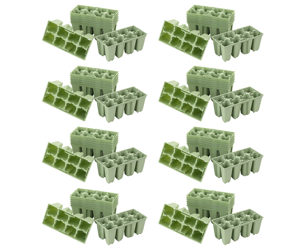 8x 8pc Homeleisure GYO 8-Cell Plastic Seedlings Tray Planting Propagation Sage